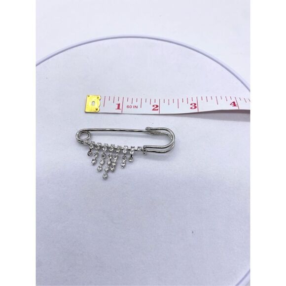 Women Brooch Pins Sweater Shawl Clips Faux Crystal and Pearl Brooches, Safety Pi - Picture 5 of 5